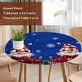 thumbnail image 3 of Blue Gnomes Christmas Round Tablecloth 55-60 Inch Round Fitted Table Cloth with Elastic Edge, Snowflake Xmas Poinsettia Waterproof Table Cover Protector for Outdoor Picnic Party Dining, 3 of 6