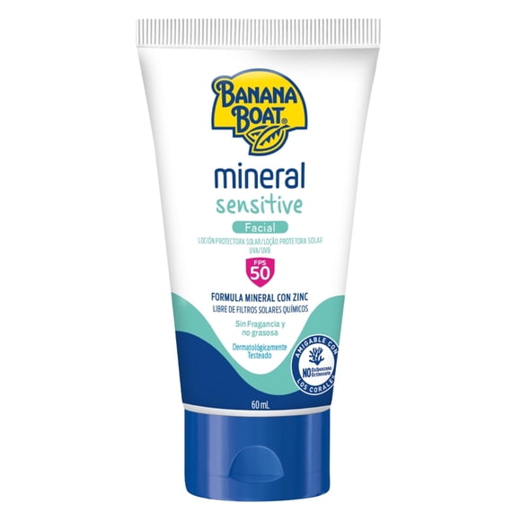 Protector solar Banana Boat mineral sensitive FPS 50 facial 60 ml