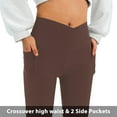 thumbnail image 3 of Women's Flare Leggings with Pockets-Crossover High Waisted Bootcut Yoga Pants-Tummy Control Bell Bottom Leggings, 3 of 12