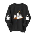 thumbnail image 4 of Meichang Womens Sweatshirt Halloween Ghost Graphic Sweatshirt Crewneck Long Sleeve Fall Pullover Party Tops Matching Family Halloween Sweatshirts, 4 of 5