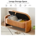thumbnail image 5 of Lecut Storage Bench for Bedroom Sherpa Upholstery Oval Ottoman Bench for Living Room Modern End of Bed Storage Bench with Large Storage Space 47” Entryway Storage Bench Orange, 5 of 9