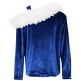 thumbnail image 3 of Girls' Velour Off Shoulder Blouse Top Christmas Festive Furry Collar Long Sleeve Shirt Autumn & Winter Top (4-14 Years), 3 of 7