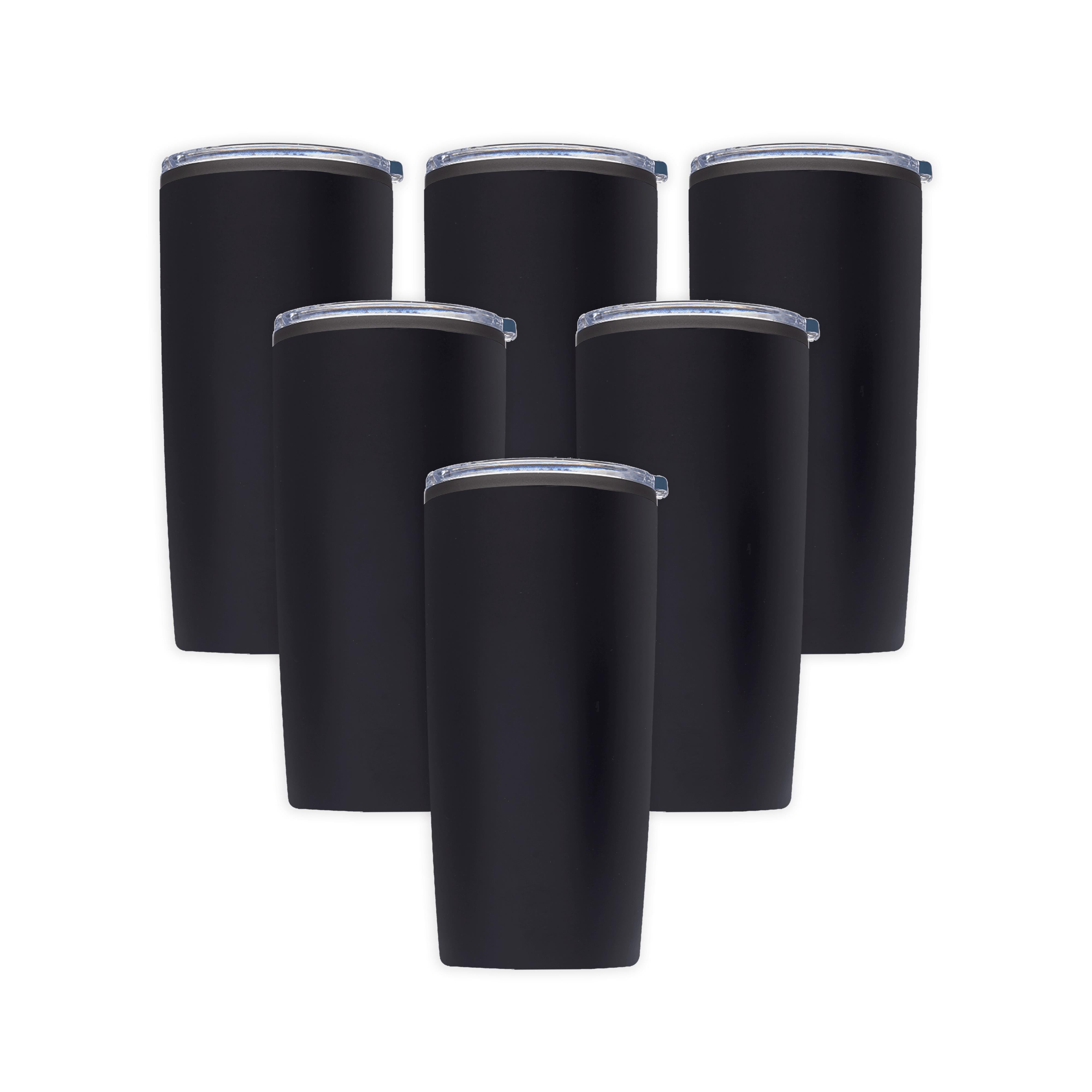 Plastic Tumblers 20 oz. Set of 6, Bulk Pack With lids, Ice Coffee
