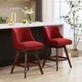 thumbnail image 5 of Wine red 360-degree swivel barstools set of 2 with foam and spring filler for dining comfort, 5 of 6