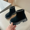 thumbnail image 6 of XXWXYD Boys Snow Boots Girls Spring Autumn Winter Little Girl Fashion Plus Velvet Warm Back Zipper Cotton Shoes Medium and Large Children Soft Sole Children's Boots(7-8 Years,Black), 6 of 9