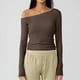 thumbnail image 2 of Top con hombros descubiertos para mujer - Blusa ajustada de manga larga - Diseño con bloques de color, sexy con un solo hombro, ideal para salir por la noche y para combinar con otras prendas infor, 2 of 4