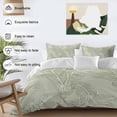 thumbnail image 3 of 3 Piece Summer Palm Leaf Duvet Cover Set Twin Size, Microfiber Comforter/Quilt Cover with Corner Ties and 2 Pillowcases, Green Tropical Bloom Silhouettes All Season Soft Bedding with Zipper Closure, 3 of 8