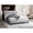 Light Gray, variant on Contemporary Queen Bed, Charcoal Burlap Upholstery, Sloped Curve Headboard, Wooden Slats, Box Spring Not Required Fabric Color, Elegant Headboard With Nailhead Trim, No For Bedroom Use