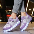thumbnail image 3 of Quealent Boys' Sneakers Unisex Kids Shoes Lighting Up Night Light Boys Girls Hiking Athletic Sneakers Breathable Ooutdoor Sports Climbing Running Shoes Purple,3, 3 of 5