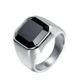 thumbnail image 3 of Red Black Agate Gold Silver Band Stainless Steel Men's Engagement Ring Size 7-13, 3 of 8