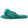 thumbnail image 5 of Cute Plush Cozy Sherpa Shearling Thong Slide Womens Flip Flops Flower Slippers (US 5-6, Green), 5 of 6