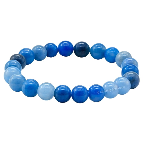 Blue Aventurine Bracelet - 8mm Beaded Stretch Bracelet and Healing Stones