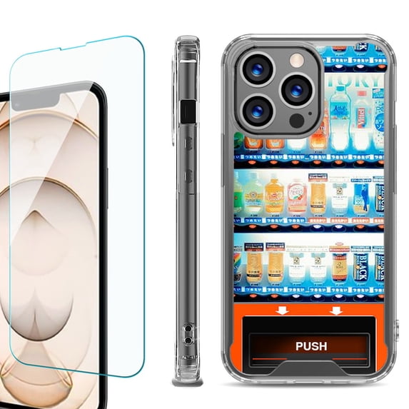 Shockproof Bumper Phone Case for iPhone 13 Pro Max, with Tempered Glass Screen Protector, by OneToughShield ® - Vending Machine
