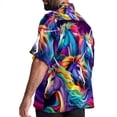 thumbnail image 3 of Robot Unicorn Attack Men's Short Sleeve Button Down Spread Collar Beach Shirts, 3 of 6