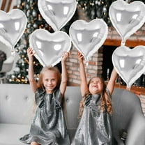 Blueek 10 PCS Heart Foil Balloons Set for Romantic Party, Wedding, Valentine, Birthday & Baby Shower Decor - 10 Pack(9.45x7.87x1.97in,Silver)