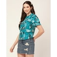 thumbnail image 4 of Moomaya Printed Tops For Women Round Neck Flutter Sleeve Poly Crepe Tunic Top, 4 of 8