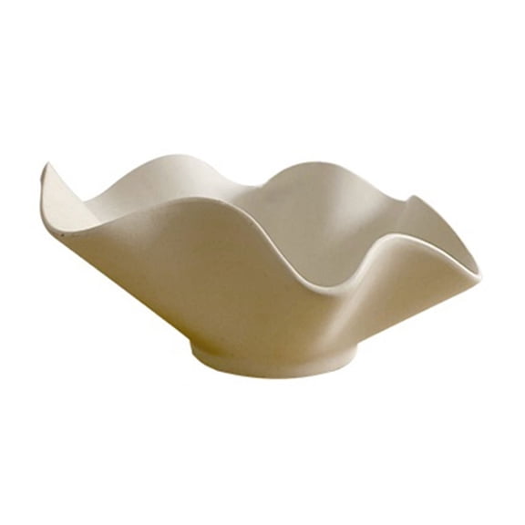 Wave-Shaped Terracotta Fruit Bowl Textured Matte Finish Artistic Serving Dish Modern Rustic Table Decor