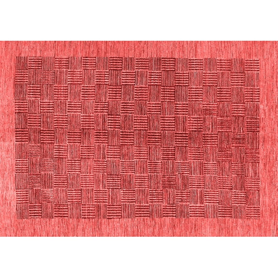 Ahgly Company Indoor Rectangle Abstract Red Contemporary Area Rugs, 5' x 7'