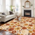 thumbnail image 2 of Large Area Rugs for Living Room Bedroom, Fall Orange Flower 5'x8' Rug Washable Carpet Runner Indoor Outdoor, Autumn Watercolor Floral Leaf Plant Non Slip Floor Mats Rug for Kitchen, Bathroom, 2 of 8