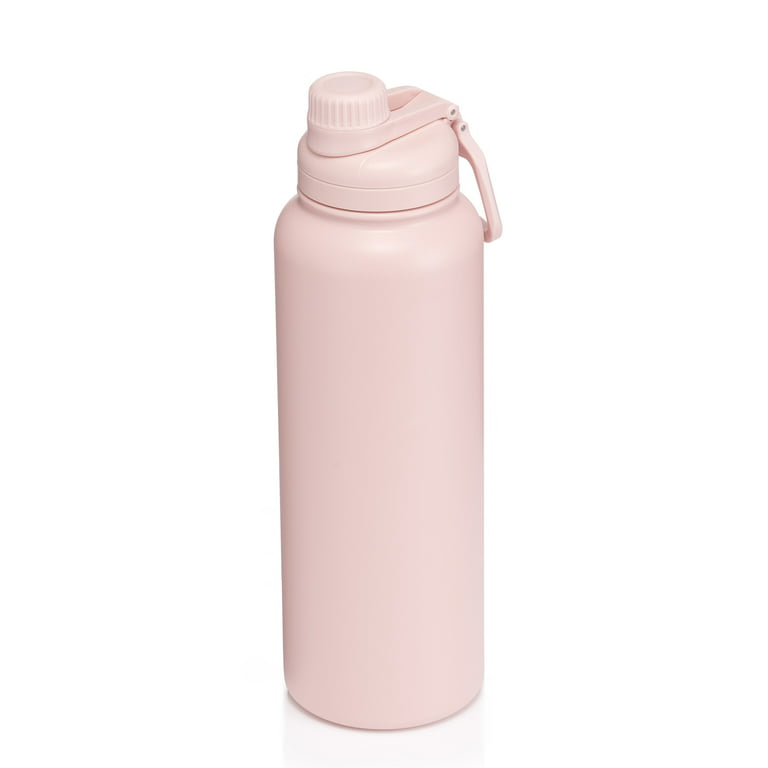 Mainstays 24 fl oz Pearl Blush Solid Print Insulated Stainless Steel Water  Bottle with Flip-Top Lid 