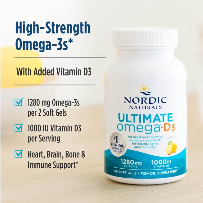 Nordic Naturals Ultimate Omega-D3 Softgels, Lemon Flavor, 1280 mg