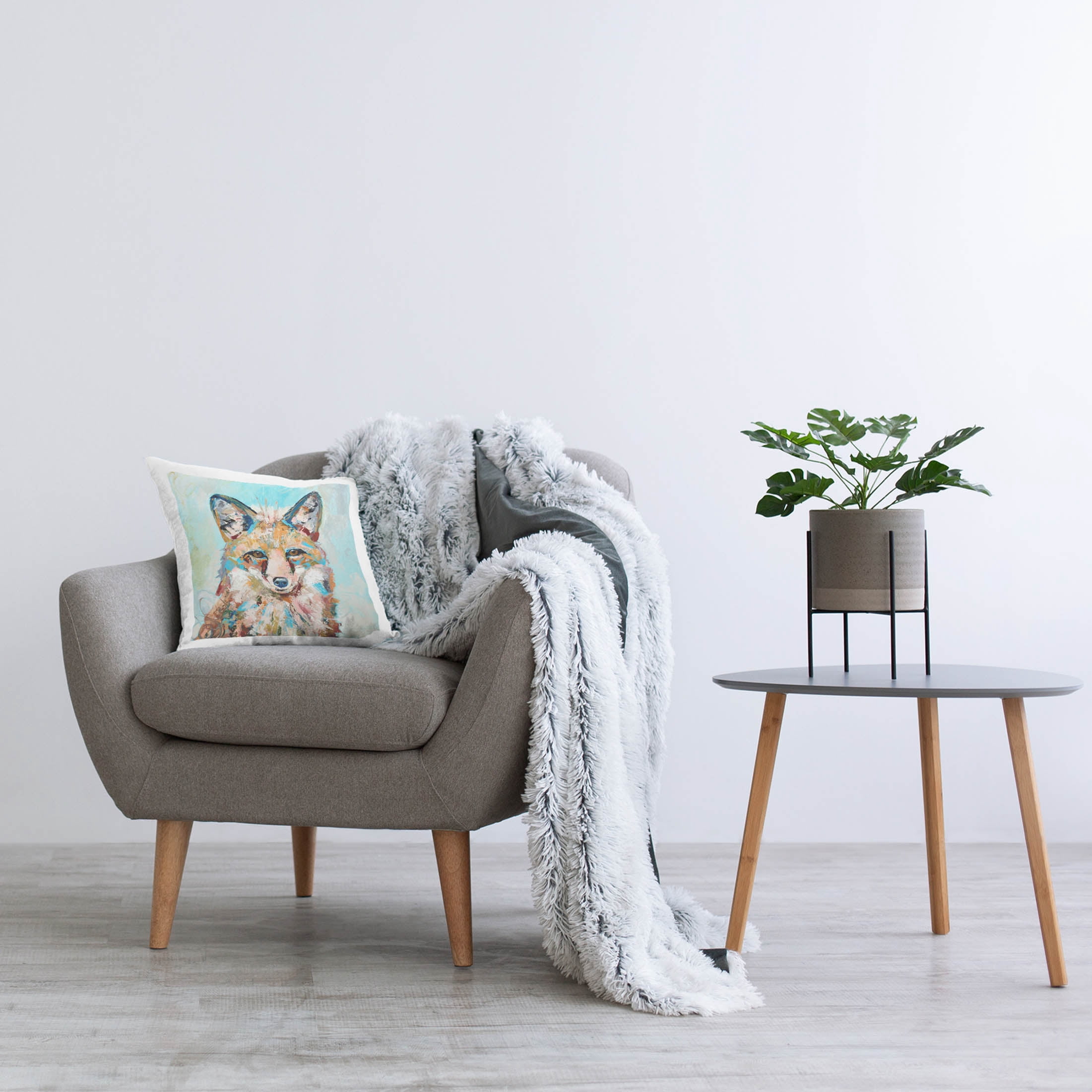 Stupell Industries Bold Modern Fox Animal Printed Throw Pillow Design by Jen Seeley