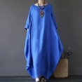 thumbnail image 1 of CHOK Robe Maxi d'Été en Coton et Lin à Manches Courtes pour Femmes, Grande Taille, Décontractée, Ample, Col Rond, Évasée, 1 of 4