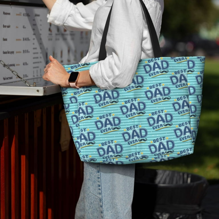 Daiia Best Dad Ever Beach Travel Bag Water Resistant Beach Bag Lightweight Tote with 7 Pockets for Women and Men Gym Pool Camping Reusable