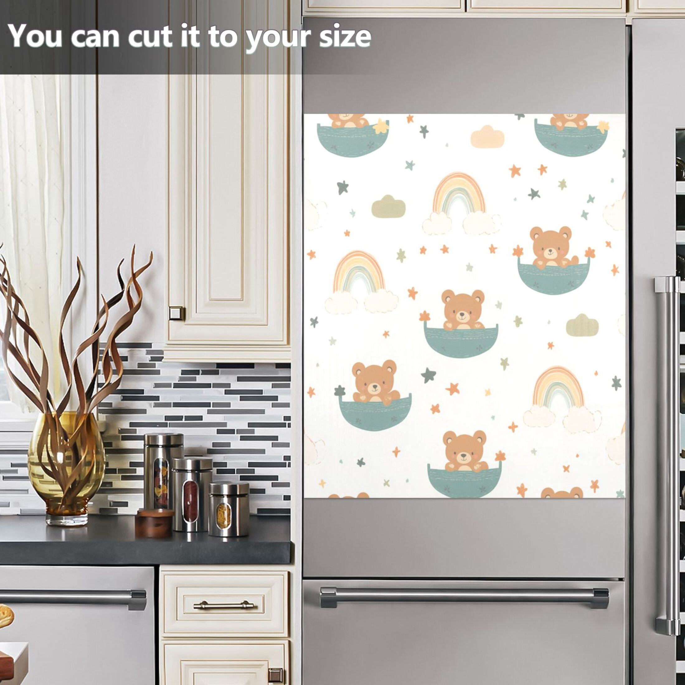 Dishwasher Magnetic Sticker 23x26 Inch Refrigerator Magnetic Sticker Washing Machine Magnetic Sticker Kitchen Panel Magnetic Sticker Home Decor Cool Cartoon Bear