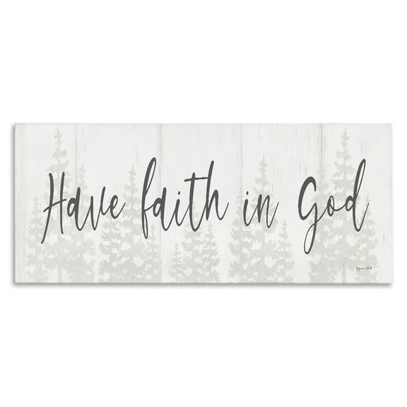 Stupell Industries Faith In God Phrase Religious Painting Gallery Wrapped Canvas Art Print Wall Art, 24 x 10