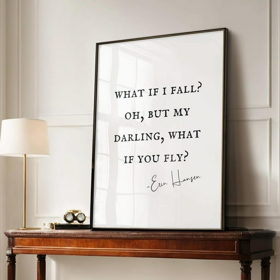 What If I Fall? Oh But My Darling What If You Fly? - Minimalist Wall Art Print - Positive Decor - Inspirational Strong Woman Quote Wall Art, Modern Wall Decor, 8x12 UNFRAMED