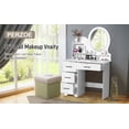 thumbnail image 5 of Dapmiu Vanity Desk with Large Mirror and 3-Color LED Light, 4 Drawers and Open Shelves, European Design, 5 of 8