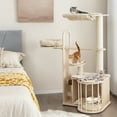 thumbnail image 4 of Gymax 55'' Tall Cat Tree Tower Multi-Layer Wooden Activity Center w/ Rest Condo & Hammock, 4 of 10