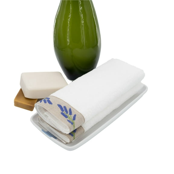 Guest Towels With Blue Lavender Borders, Set of 2