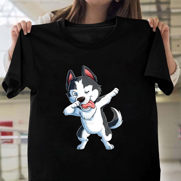 Dabbing Siberian Husky Dog Lover Boys Kids Girls Dance Unisex T-Shirt Y2737, Up to Size 5XL