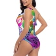 thumbnail image 4 of Sikiie Colorful Glitter Dagon Fruit Print Women One Piece Swimsuits Tummy Control One Shoulder Bathing Suits Ruffle Swimwear, From S to XXL-Small, 4 of 6