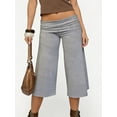 thumbnail image 5 of Fold Over Gaucho Pants for Women Foldover Solid Flowy Capri Pants Y2k Wide Leg Yoga Culottes, 5 of 6