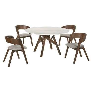 Armen Living Venus Jackie 5-Piece Wood Dining Table & Chair Set in Walnut/Gray