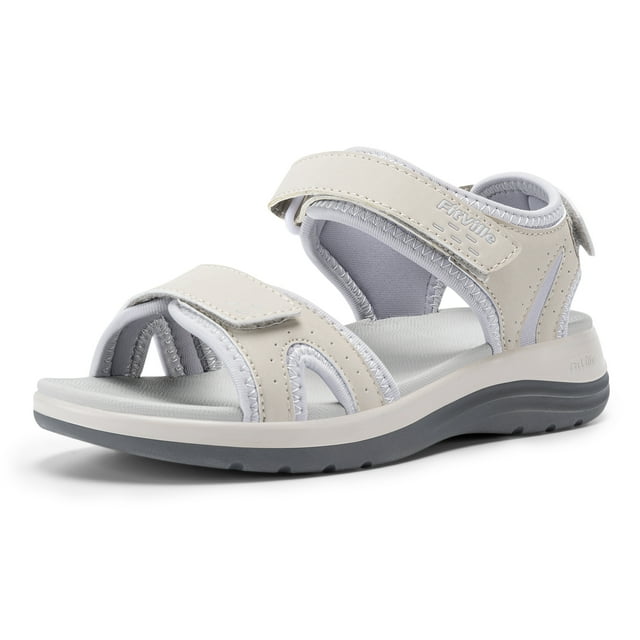 FitVille Women's Wide Arch Support Sandals Adjustable Ankle Strap Flat Sandals For Women