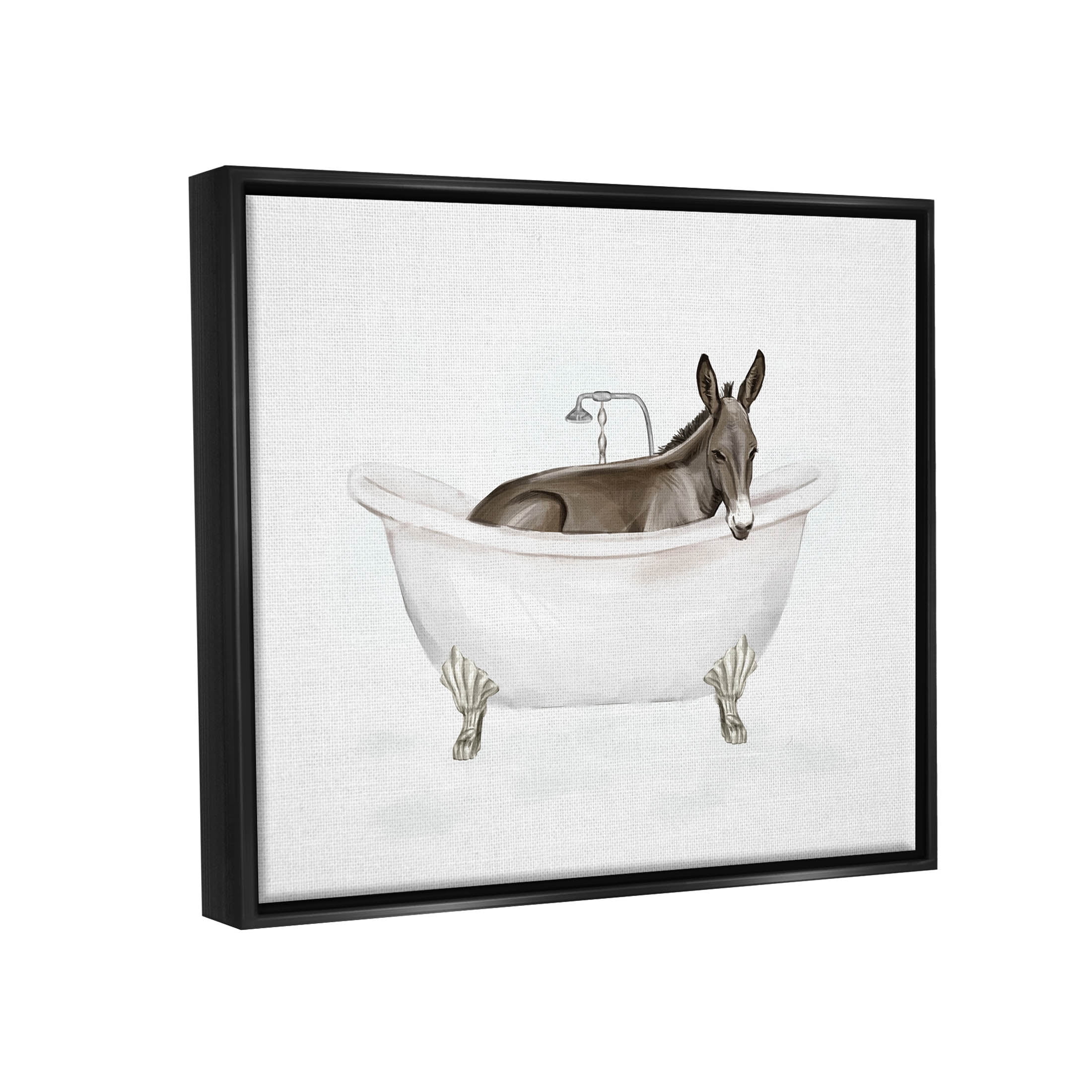 Donkey Bathroom Tub Animal Animals & Insects Graphic Art Jet Black Framed Art Print Wall Art