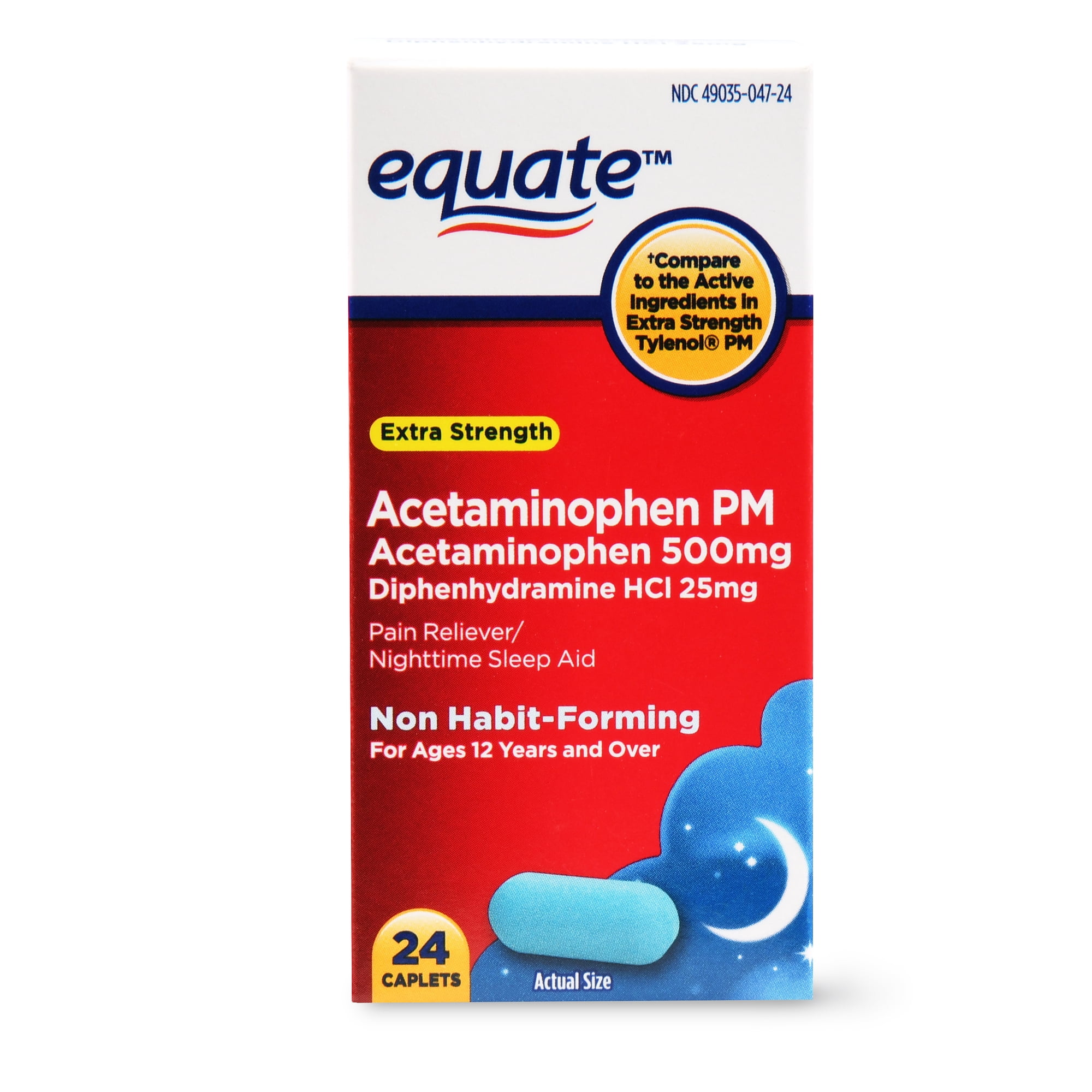 Equate Acetaminophen Caplets, Extra Strength, 500 mg, 24 Ct