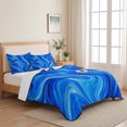 thumbnail image 5 of 3 Pieces Queen Quilt Set,Cobalt Blue Swirling Waves Soft Bedding Sets with 1 Quilt & 2 Pillow Shams,Marble Veins Pattern Summer Bedspread Lightweight Coverlet Comforter for All Season, 5 of 9
