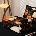 thumbnail image 5 of Erosebridal Kawaii Smiling Ghost Zipper Twin Comforter Sets with Fitted Sheet and 2 Pillowcases, Halloween Pumpkin Candle Bat Zipper Bedding Set for Boys Girls, Black Orange Cream, Black Reversible, 5 of 7