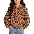 thumbnail image 2 of Xdegoge Tween Girls Pullover Hoodies Leopard Print Hooded Sweatshirts Long Sleeve Tops with Kangaroo Pocket Fashion Fall Winter Clothes, Size 11-12, 2 of 6