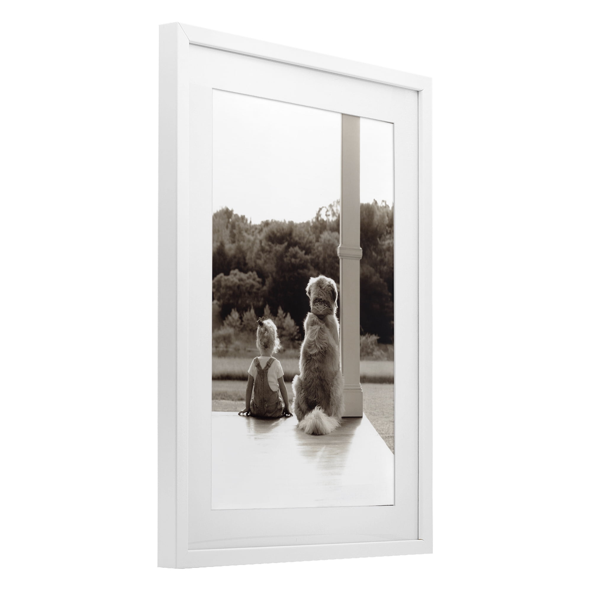 Stupell Industries Child And Dog Friendship White Framed Print Under Glass, design by Kendra Dew