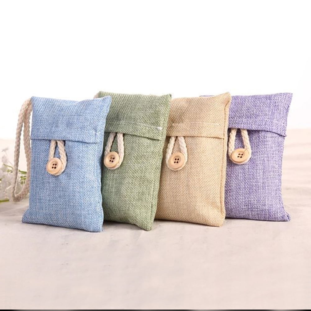 Walbest Bamboo Charcoal Air Purifying Bag Activated Charcoal Bags Odor Absorber Air Fresheners for Home and Car, 1 Pack Random Color