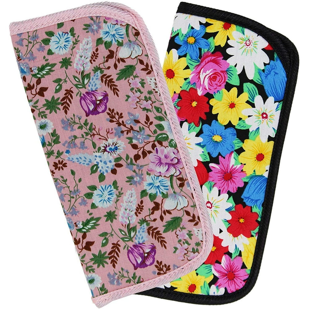 2 Pack Soft Slip In Eyeglass Case for Women Glasses, Reading Glasses