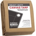 thumbnail image 3 of Finished Size 10x12 Feet Tan Canvas Tarp with Rustproof Grommets, 12 Oz Heavy Duty Multipurpose Tarpaulin Cover for Canopy Tent, Roof, Camping, Woodpile, 3 of 5