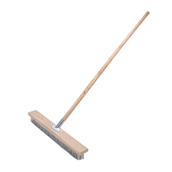 OIUR 20/30/50CM Stainless Steel Wire Scrub Brush Heavy Duty Stiff Metal Bristle Scrubber Broom Outdoor Concrete Patio Floor Moss Removal Deck Cleaning Brush