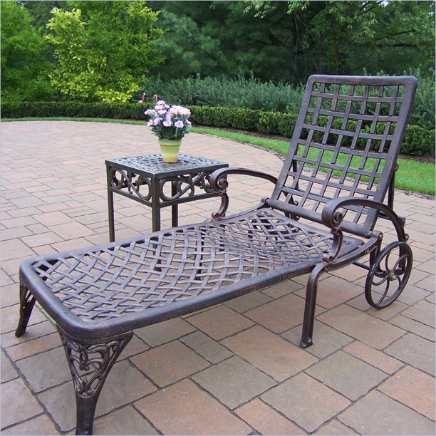 Oakland Living Elite 2pc Chaise Lounge Set in Antique Bronze Finish